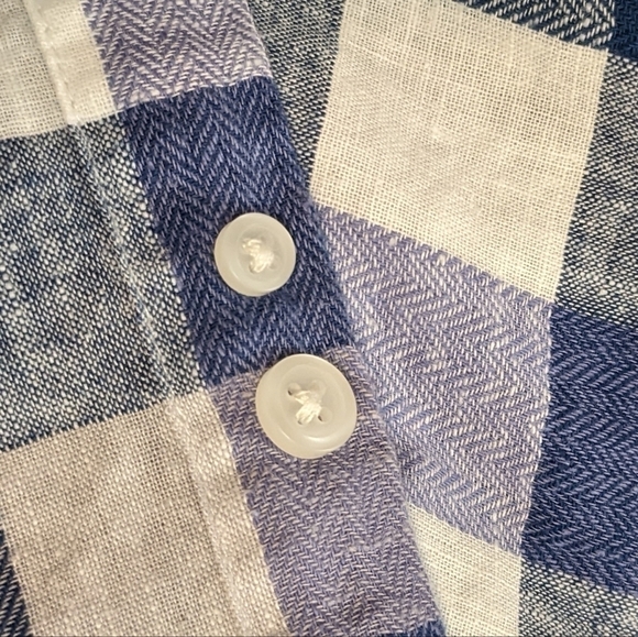CLUB Room linen cotton blend checkered shirt size Medium - Picture 3 of 5